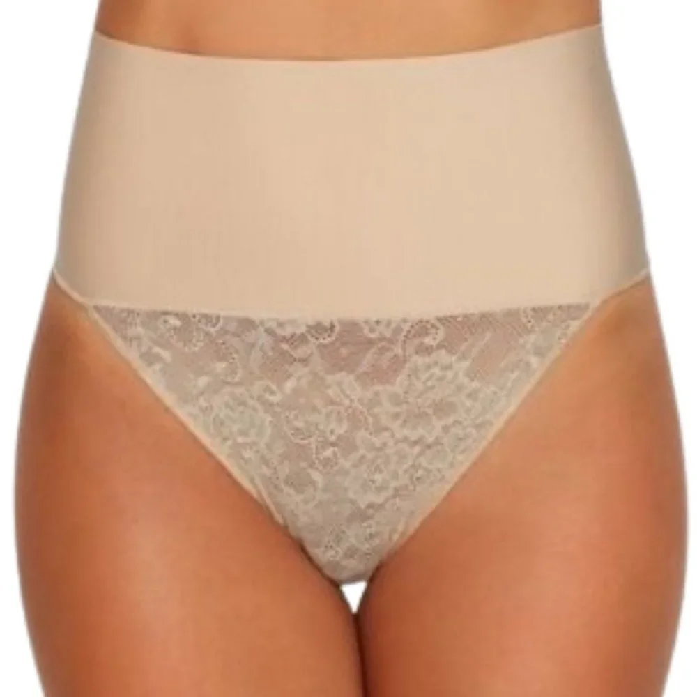 Maidenform Women's Tame Your Tummy Lace Thong in Nude 1 Lace Size S(DM0049) NWT